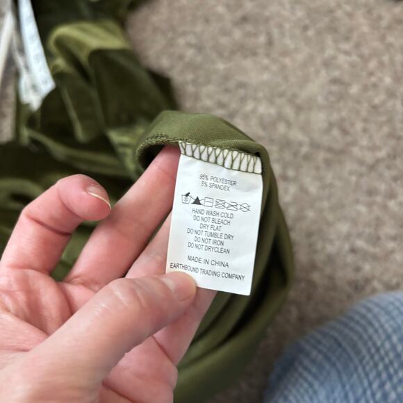 Earthbound Babydoll Velour Bell Sleeve Mini Dress Retro 70s Whimsical Velvet XL - Picture 7 of 10